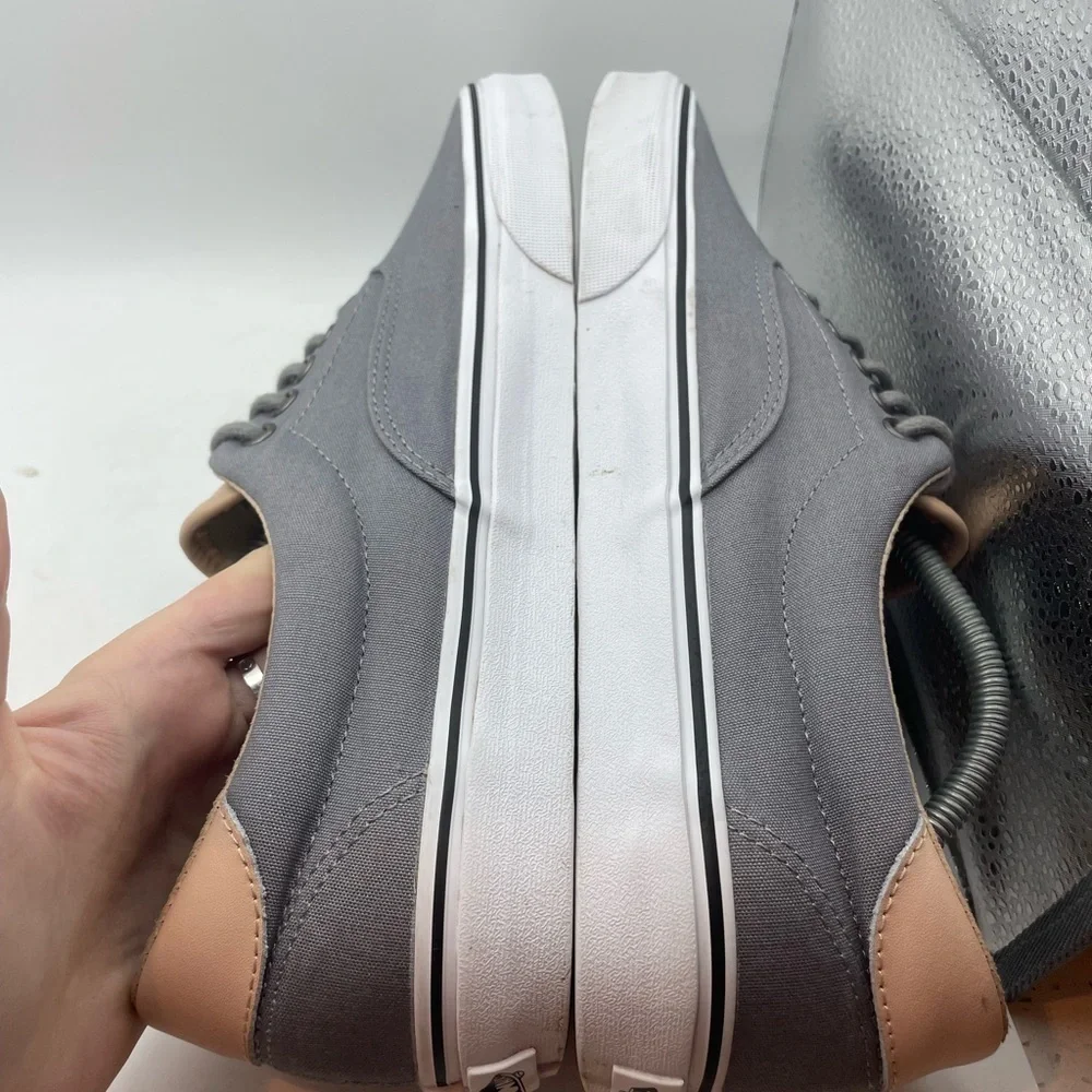 Vans off the wall grey canvas tan leather men’s low sneakers size 11.5 - Picture 7 of 9